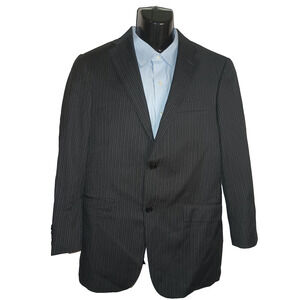 MANTONI Men's Black Pinstripe Super 140'S Virgin Wool Suit Size 42L M004